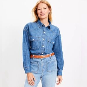 LOFT Blue Denim Button-Up Shirt (NWT)